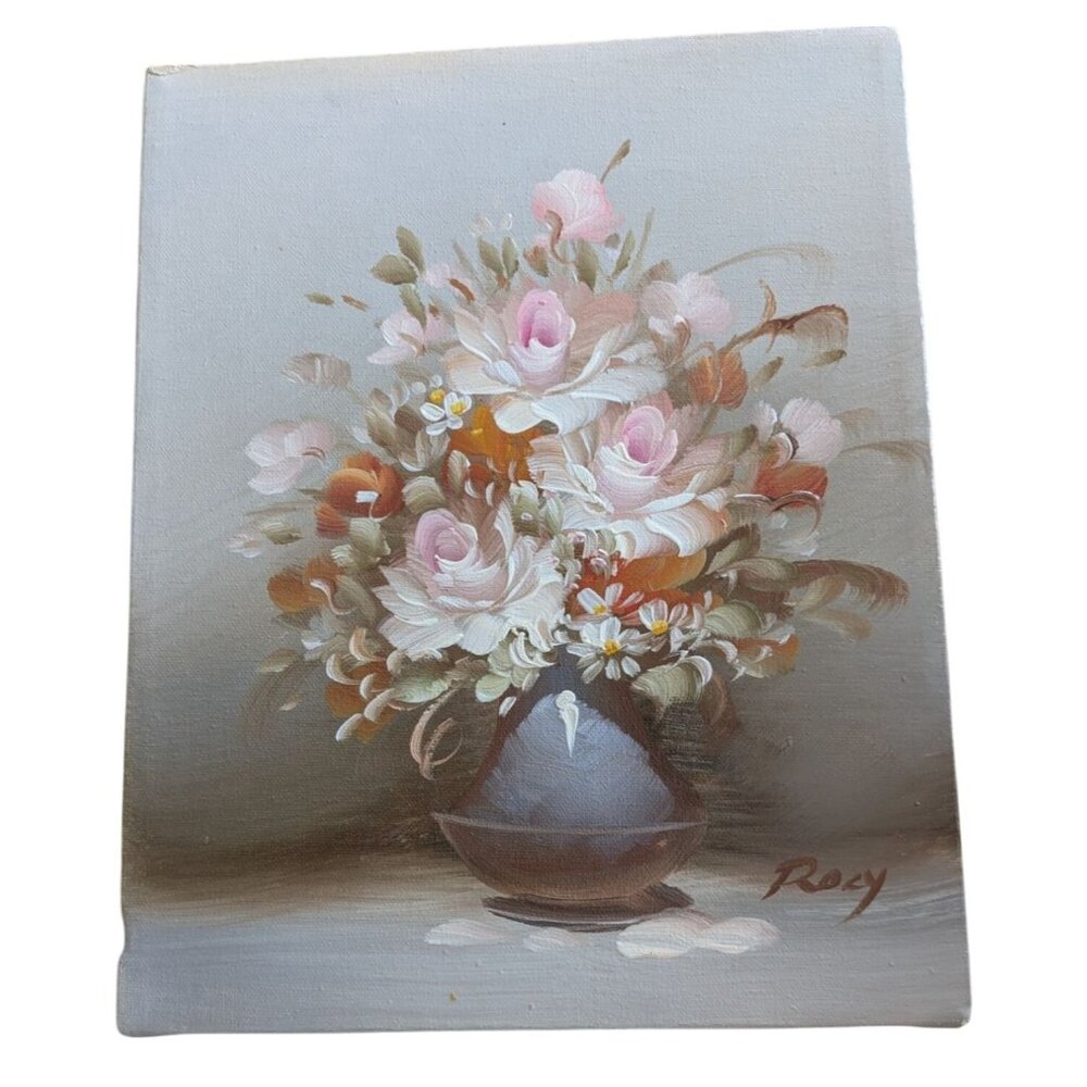 Original Floral Oil Painting On Stretched Canvas Signed By Artist Roxy - Romanti - Picture 9 of 14